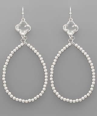 Beaded Metal Teardrop Earrings (2 colors)