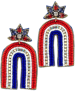 Beaded Stripe Color Arch Earrings