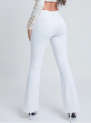 White Classic High Rise Flare Jean