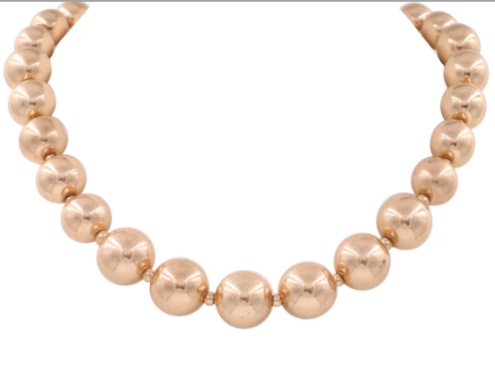 Worn Gold Metal Ball Necklace