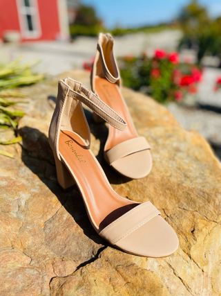 Nude Chunky Heel Dress Sandal FINAL SALE