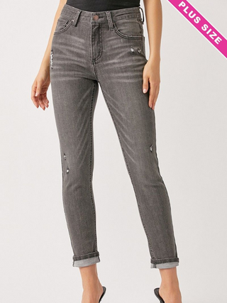 Grey Mid Rise Classic Skinny Curvy Jean